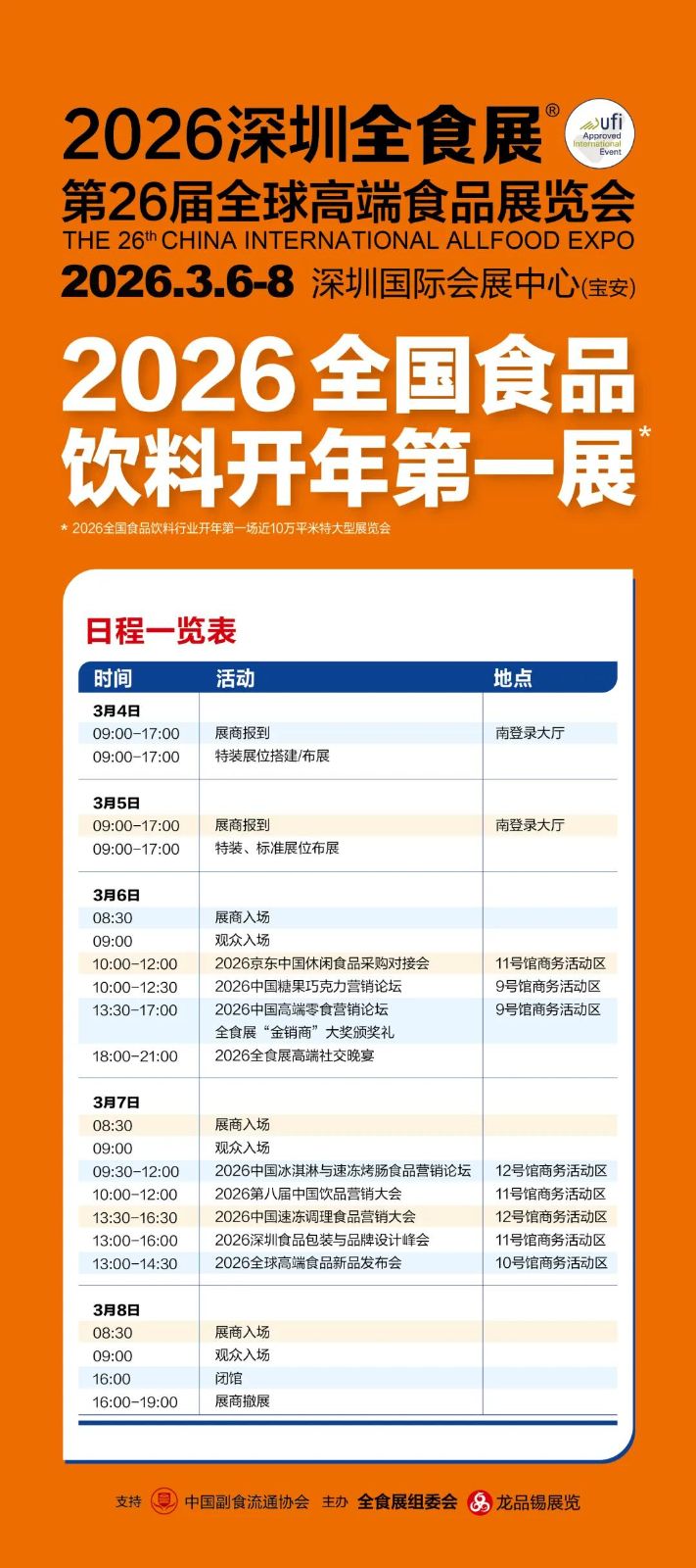 2026开年首展 | 第26届深圳全食展发布最新活动日程！